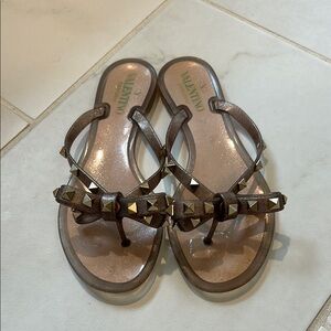 Valentino Rose Sandals with Studded Bow